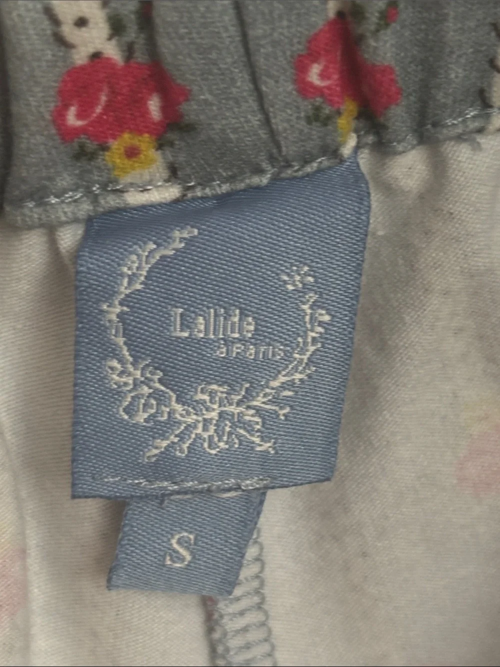 Lalide a Paris Pajamas Georgia blue/grey floral print. Refined & ultra sz Small